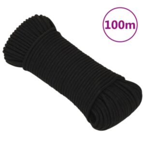 Pood24 töököis, must, 3 mm, 100 m, polüester