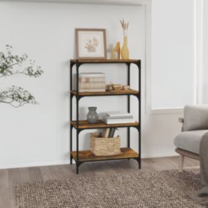 Книжный шкаф Pood24, копченый дуб, 60 x 33 x 100 см, искусственное дерево и сталь