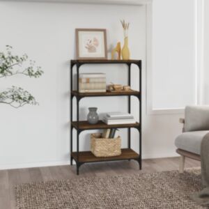 Книжный шкаф Pood24, коричневый дуб, 60 x 33 x 100 см, искусственное дерево и сталь