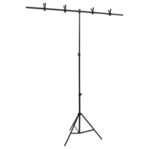 Pood24 T-kujuline taustastatiiv, must, 151x60x(70-200) cm