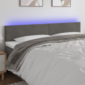 Pood24 LED-voodipeats, tumehall, 200x5x78/88 cm, samet