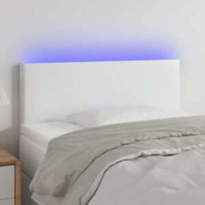 Pood24 LED-voodipeats, valge, 90x5x78/88 cm kunstnahk 