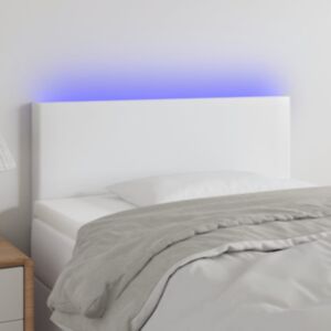 Pood24 LED-voodipeats, valge, 100x5x78/88 cm kunstnahk