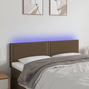 Pood24 LED-voodipeats, tumepruun, 144x5x78/88 cm, kangas