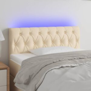 Pood24 LED-voodipeats, kreemjas, 100x7x78/88 cm, kangas