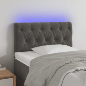 Pood24 LED-voodipeats, tumehall, 80x7x78/88 cm, samet