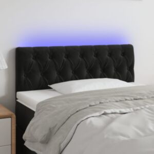 Изголовье Pood24 LED, черное, 90x7x78/88 см, бархат