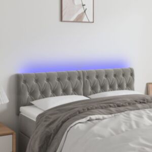 Pood24 LED-voodipeats, helehall, 144x7x78/88 cm, samet