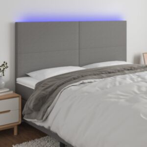 Pood24 LED-voodipeats, tumehall, 160x5x118/128 cm, kangas
