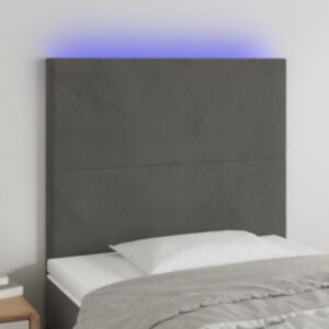 Pood24 LED-voodipeats, tumehall, 90x5x118/128 cm, samet