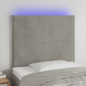 Pood24 LED-voodipeats, helehall, 100x5x118/128 cm, samet