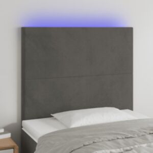 Изголовье Pood24 LED, темно-серое, 100x5x118/128 см, бархат