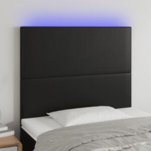 Pood24 LED-voodipeats, must, 90x5x118/128 cm, kunstnahk