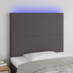 Pood24 LED-voodipeats, hall, 90x5x118/128 cm, kunstnahk