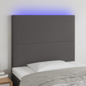 Pood24 LED-voodipeats, hall, 100x5x118/128 cm, kunstnahk
