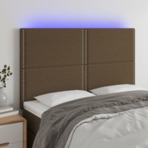 Pood24 LED-voodipeats, tumepruun, 144x5x118/128 cm, kangas