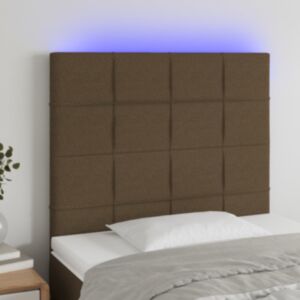 Pood24 LED-voodipeats, tumepruun, 90x5x118/128 cm, kangas