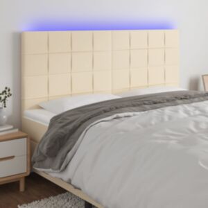 Pood24 LED-voodipeats, kreemjas, 160x5x118/128 cm, kangas