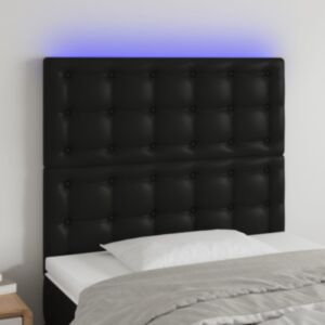 Pood24 LED-voodipeats, must, 100x5x118/128 cm, kunstnahk