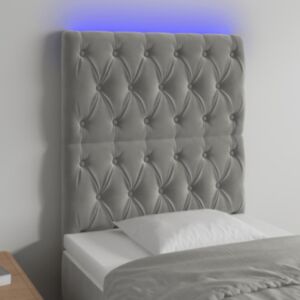 Pood24 LED-voodipeats, helehall, 80x7x118/128 cm, samet