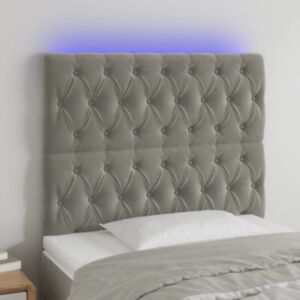 Pood24 LED-voodipeats, helehall, 90x7x118/128 cm, samet