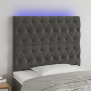 Pood24 LED-voodipeats, tumehall, 90x7x118/128 cm, samet