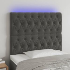 Pood24 LED-voodipeats, tumehall, 100x7x118/128 cm, samet