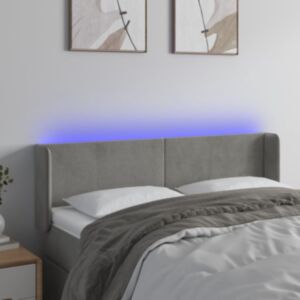 Pood24 LED-voodipeats, helehall, 147x16x78/88 cm, samet