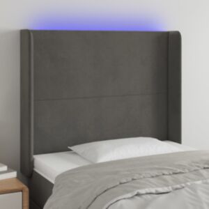 Pood24 LED-voodipeats, tumehall, 83x16x118/128 cm, samet