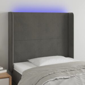 Pood24 LED-voodipeats, tumehall, 93x16x118/128 cm, samet