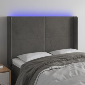 Pood24 LED-voodipeats, tumehall, 147x16x118/128 cm, samet