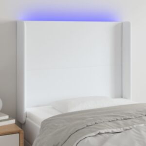 Pood24 LED-voodipeats, valge, 83x16x118/128 cm, kunstnahk 