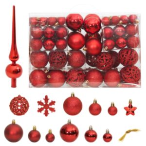 Pood24 111-osaline jõulukuulide komplekt, punane, polüstüreen