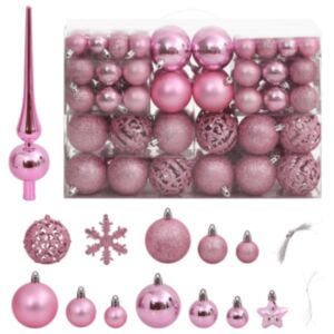 Pood24 111-osaline jõulukuulide komplekt, roosa, polüstüreen