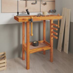 Рабочий стол Pood24 с тисками, 92 x 48 x 83 см, дерево акации