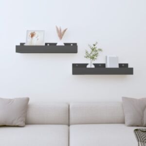 Полки Pood24 настенные 2 шт, серые, 50 x 12 x 9 см, сосна