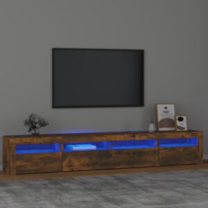 Pood24 telerialus LED-tuledega, suitsutatud tamm, 240x35x40 cm
