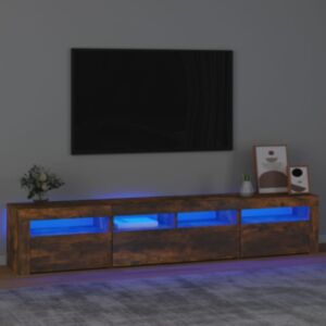 Pood24 telerialus LED-tuledega, suitsutatud tamm, 210x35x40 cm