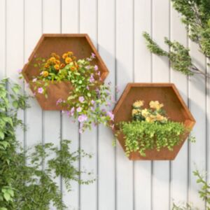 Pood24 seina taimekastid 2 tk, rooste, Corten teras, 46x10x40 cm