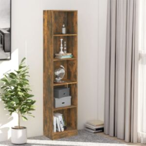 Книжный шкаф Pood24 с 5 полками, копченый дуб, 40 x 24 x 175 см