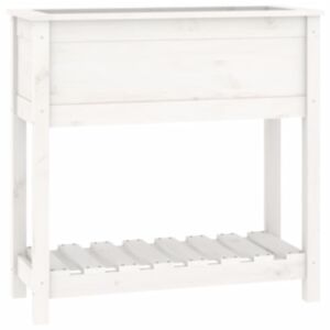 Ящик для растений Pood24 с полками, белый, 82,5x34,5x81 см, дерево сосна