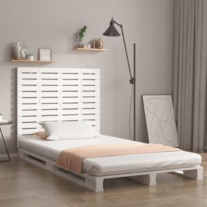 Pood24 seinale kinnitatav voodipeats, valge, 126x3x91,5 cm, männipuit