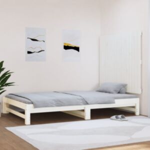 Pood24 seinale kinnitatav voodipeats, valge, 108x3x90 cm, männipuit