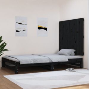 Pood24 seinale kinnitatav voodipeats, must, 108x3x90 cm, männipuit