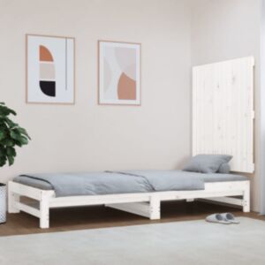 Pood24 seinale kinnitatav voodipeats, valge, 127,5x3x90 cm, männipuit