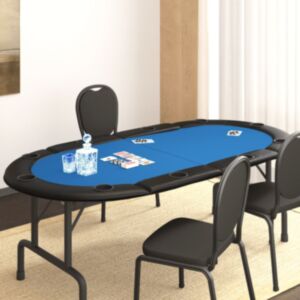 Pood24 kokkupandav pokkeri lauaplaat 10 mängijale, sinine 208x106x3 cm
