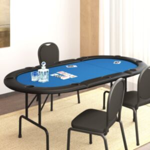 Pood24 kokkupandav pokkerilaud 10 mängijale, sinine, 206x106x75 cm