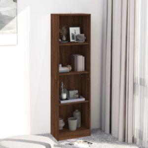 Книжный шкаф Pood24 с 4 полками, коричневый дуб, 40 x 24 x 143 см