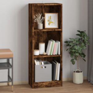 Pood24 3 riiuliga raamaturiiul suitsutatud tamm 40x24x109 cm tehispuit