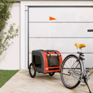 Pood24 jalgratta järelkäru koerale, oranž ja hall, oxford kangas/raud